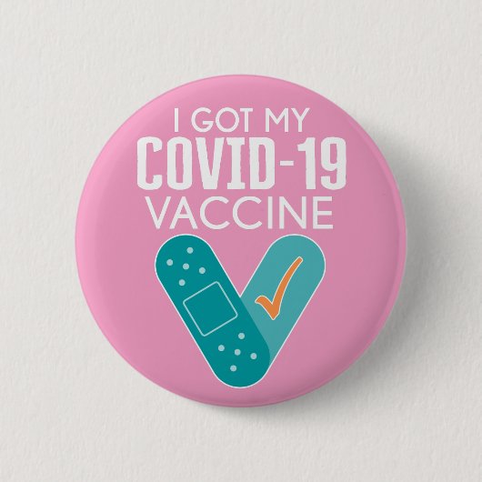 Badge Rond 5 Cm J'ai mon vaccin Covid-19 - rose (Devant)