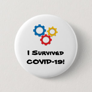 Badge Rond 5 Cm J'ai survécu à Covid-19 X1500