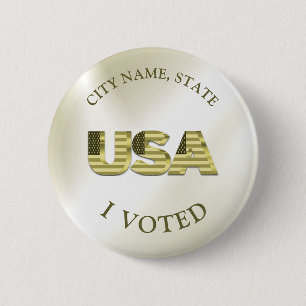 Badge Rond 5 Cm J'Ai Voté USA Golden Elegant Election