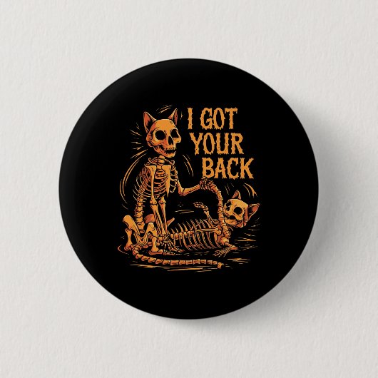 Badge Rond 5 Cm J'Ai Votre Ck Drôle Halloween Chat Skeleton Skelet (Devant)
