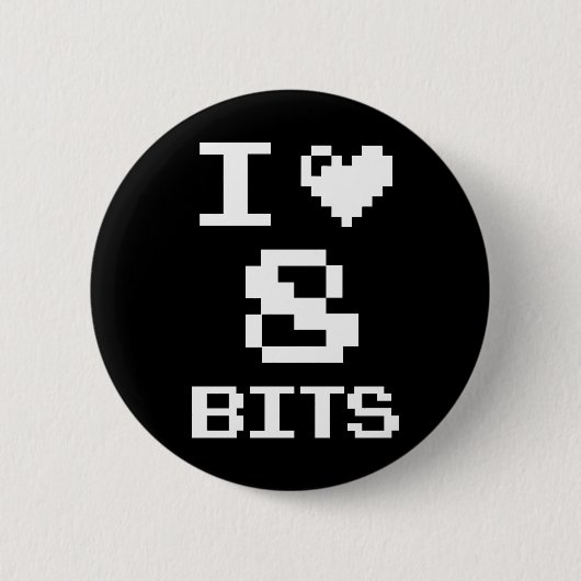 Badge Rond 5 Cm J'aime 8 bits (Devant)