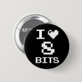 Badge Rond 5 Cm J'aime 8 bits (Devant & derrière)