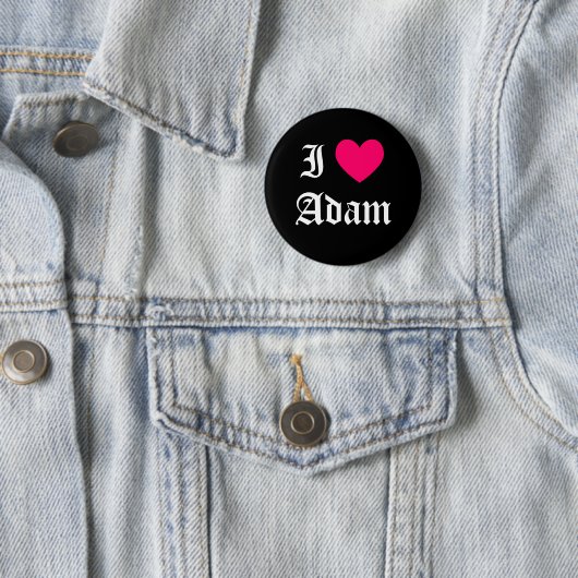 Badge Rond 5 Cm J'aime Adam (En situation)