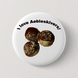 Badge Rond 5 Cm J'aime Aebleskivers !