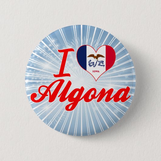 Badge Rond 5 Cm J'aime Algona, Iowa (Devant)