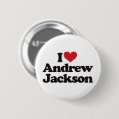 Badge Rond 5 Cm J'aime Andrew Jackson (Devant & derrière)