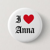 Badge Rond 5 Cm J'aime Anna (Devant)