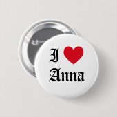 Badge Rond 5 Cm J'aime Anna (Devant & derrière)