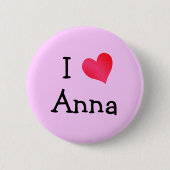 Badge Rond 5 Cm J'aime Anna (Devant)
