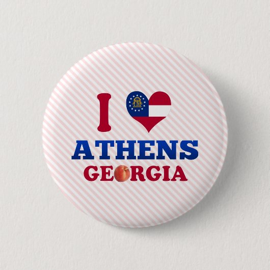 Badge Rond 5 Cm J'aime Athènes, la Géorgie (Devant)