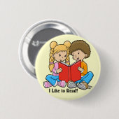 Badge Rond 5 Cm J'aime au bouton lu (Devant & derrière)