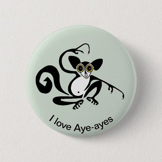 Badge Rond 5 Cm J'aime AYE-AYES - Primate - lemur - Faune (Devant)