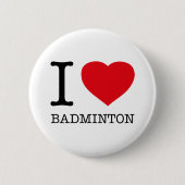 BADGE ROND 5 CM J'AIME BADMINTON (Devant)