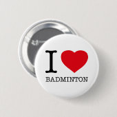 BADGE ROND 5 CM J'AIME BADMINTON (Devant & derrière)