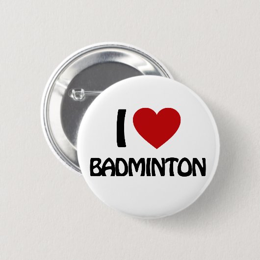 Badge Rond 5 Cm J'aime Badminton (Devant & derrière)
