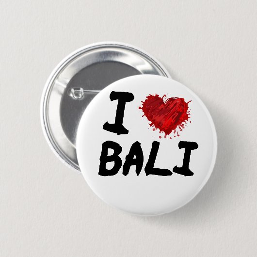 Badge Rond 5 Cm J'aime Bali (Devant & derrière)