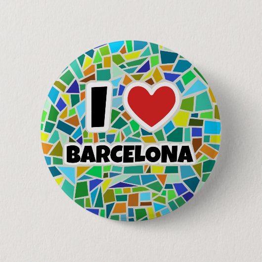 Badge Rond 5 Cm J'aime Barcelone (Devant)