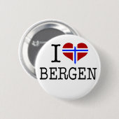Badge Rond 5 Cm J'aime Bergen (Devant & derrière)