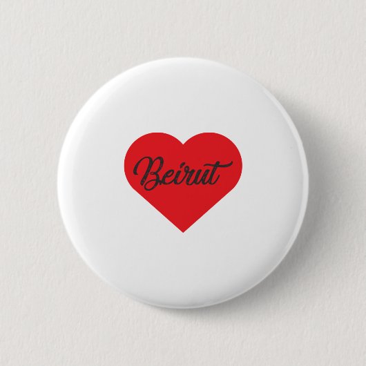 Badge Rond 5 Cm J'aime Beyrouth - Liban (Devant)