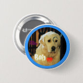 Badge Rond 5 Cm J'aime Bob le chien ! (Devant & derrière)
