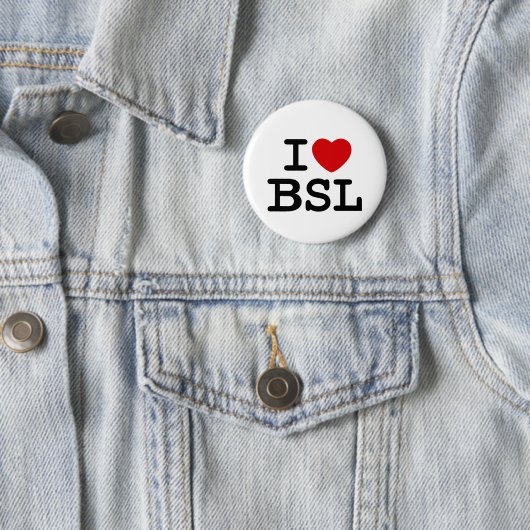 Badge Rond 5 Cm J'aime BSL (blanc) (En situation)