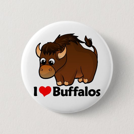 Badge Rond 5 Cm J'aime Buffalo (Devant)