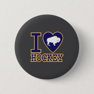 Badge Rond 5 Cm J'aime Buffalo Hockey Cœur Ny Amoureux de New York