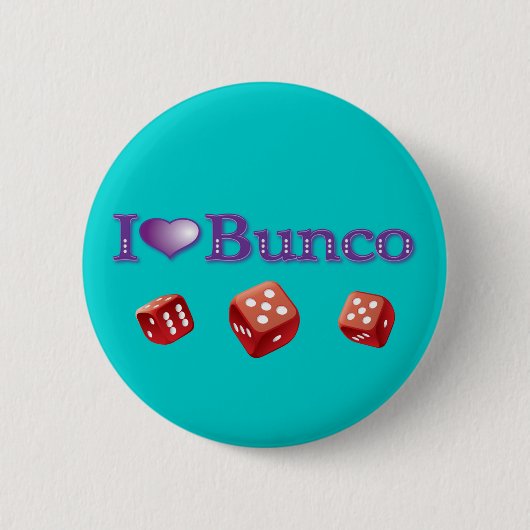 Badge Rond 5 Cm J'aime Bunco avec les matrices rouges (Devant)