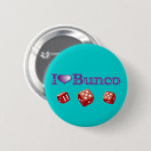 Badge Rond 5 Cm J'aime Bunco avec les matrices rouges (Devant & derrière)
