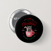 Badge Rond 5 Cm J'aime Café Noël et Chats Joyeux Salutations (Devant & derrière)