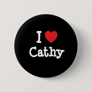 Badge Rond 5 Cm J'aime Cathy coeur T-Shirt