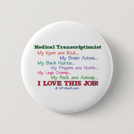Badge Rond 5 Cm J'aime ce travail ! (Devant)