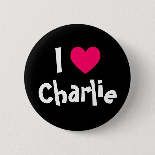 Badge Rond 5 Cm J'aime Charlie (Devant)
