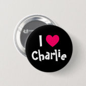 Badge Rond 5 Cm J'aime Charlie (Devant & derrière)
