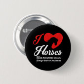Badge Rond 5 Cm J'aime / Chevaux du coeur (Devant & derrière)