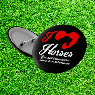 Badge Rond 5 Cm J'aime / Chevaux du coeur