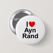 Badge Rond 5 Cm J'aime (coeur) Ayn Rand (Devant & derrière)