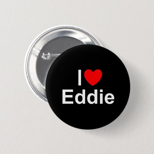 Badge Rond 5 Cm J'aime (coeur) Eddie (Devant & derrière)