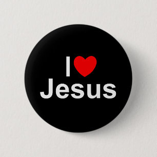Badge Rond 5 Cm J'aime (coeur) Jésus