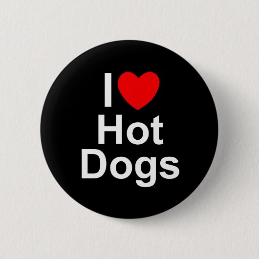 Badge Rond 5 Cm J'aime (coeur) les hot-dogs (Devant)