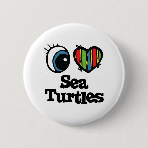 Badge Rond 5 Cm J'aime (cœur) les tortues marines