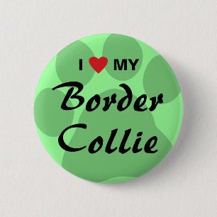 Badge Rond 5 Cm J'aime (coeur) mon border collie Pawprint