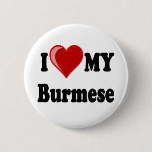 Badge Rond 5 Cm J'aime (coeur) mon chat birman