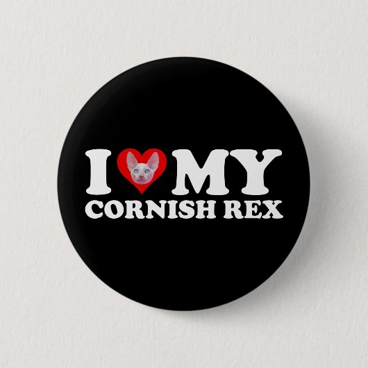 Badge Rond 5 Cm J'aime (Cœur) Mon Cornish Rex (Devant)