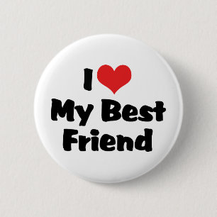 Badge Rond 5 Cm J'aime cœur mon meilleur ami - BFF