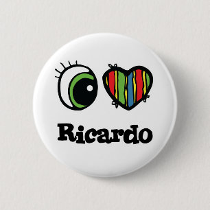 Badge Rond 5 Cm J'aime (cœur) Ricardo