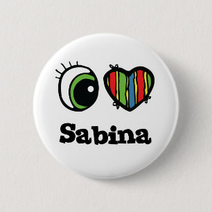 Badge Rond 5 Cm J'aime (cœur) Sabina