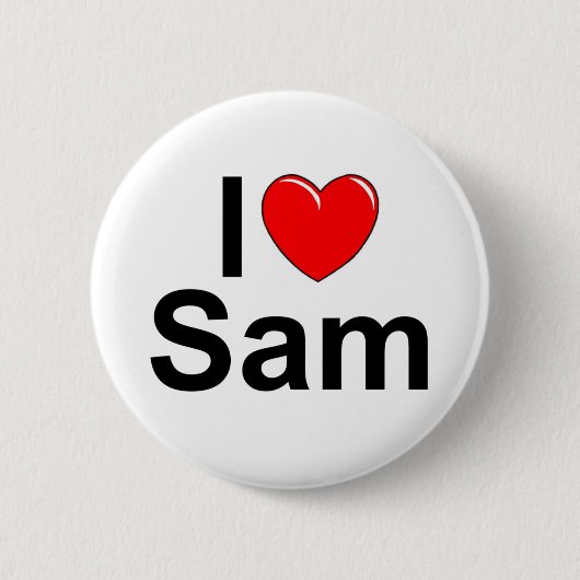 Badge Rond 5 Cm J'aime (coeur) Sam (Devant)