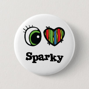 Badge Rond 5 Cm J'aime (cœur) Sparky