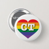 Badge Rond 5 Cm J'aime Connecticut Gay pride Rainbow Heart (Devant & derrière)